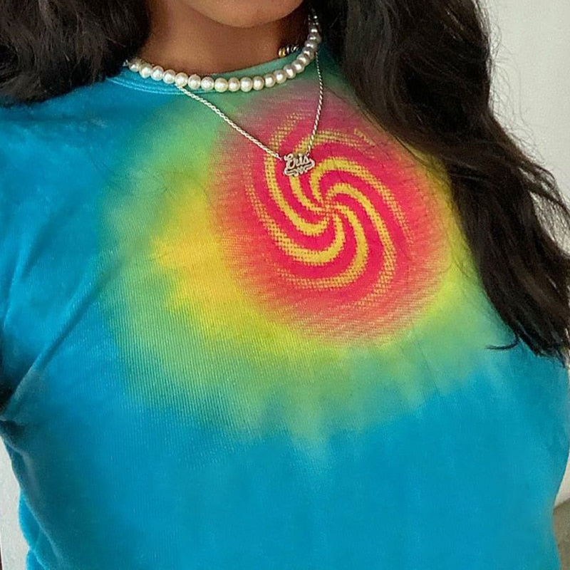 Tie Dye Printed Crop T Shirt