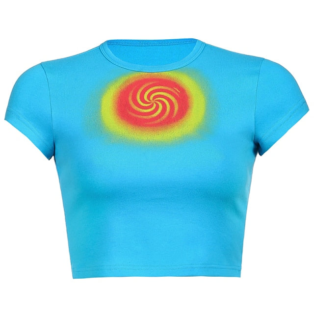 Tie Dye Printed Crop T Shirt