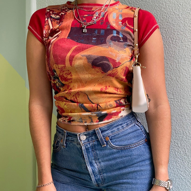 Vintage Print Crop Top