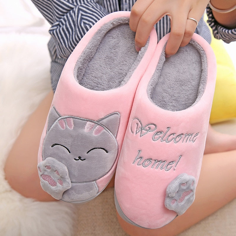 Winter Home Slippers Cartoon Cat Shoes