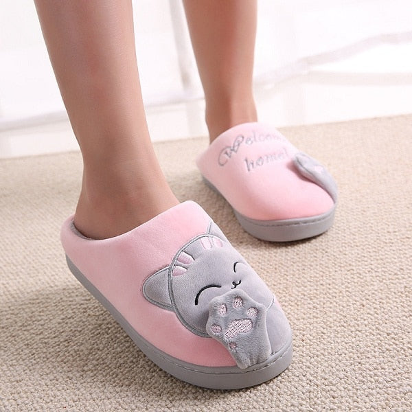 Winter Home Slippers Cartoon Cat Shoes