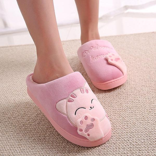 Winter Home Slippers Cartoon Cat Shoes