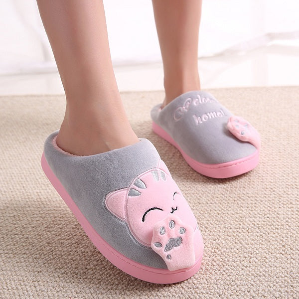 Winter Home Slippers Cartoon Cat Shoes