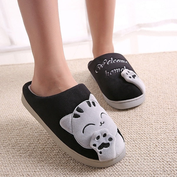 Winter Home Slippers Cartoon Cat Shoes