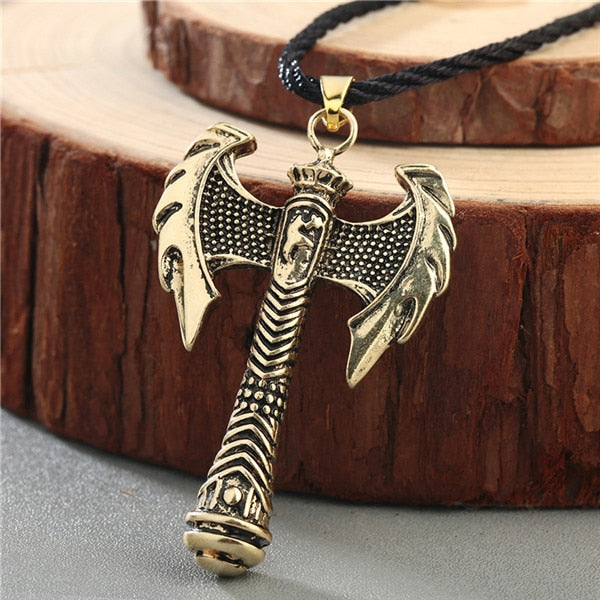 Wolf Axe Thor Hammer Amulet Symbol Slavic Punk Vintage Women Necklace