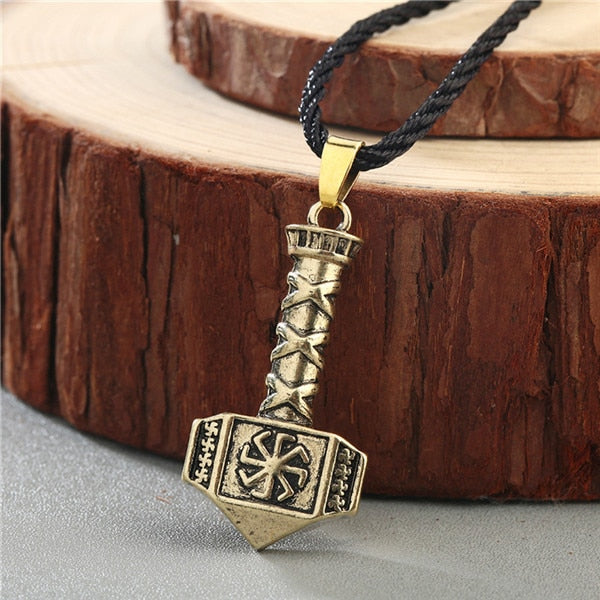 Wolf Axe Thor Hammer Amulet Symbol Slavic Punk Vintage Women Necklace