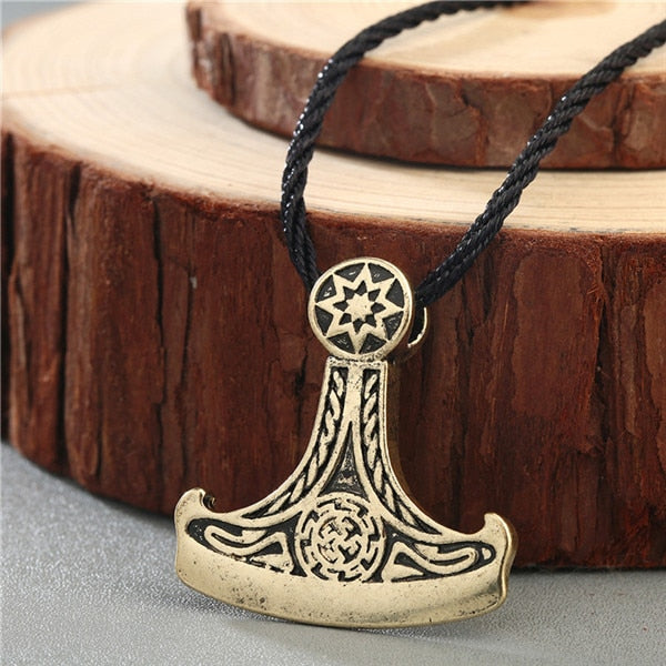 Wolf Axe Thor Hammer Amulet Symbol Slavic Punk Vintage Women Necklace