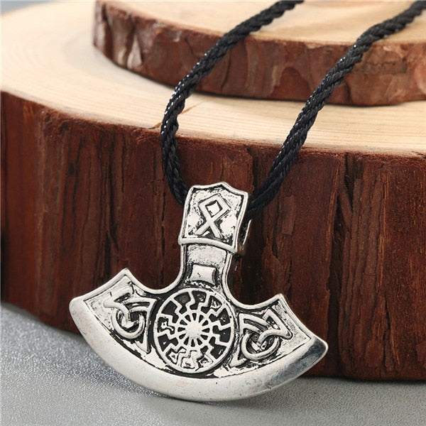 Wolf Axe Thor Hammer Amulet Symbol Slavic Punk Vintage Women Necklace