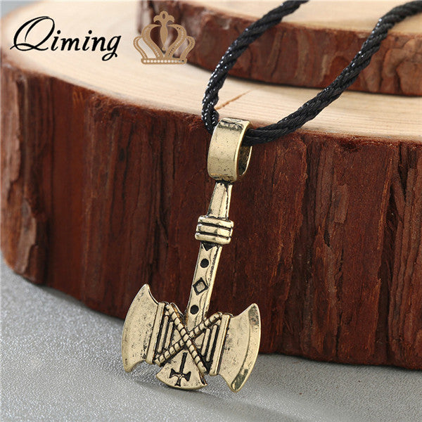 Wolf Axe Thor Hammer Amulet Symbol Slavic Punk Vintage Women Necklace