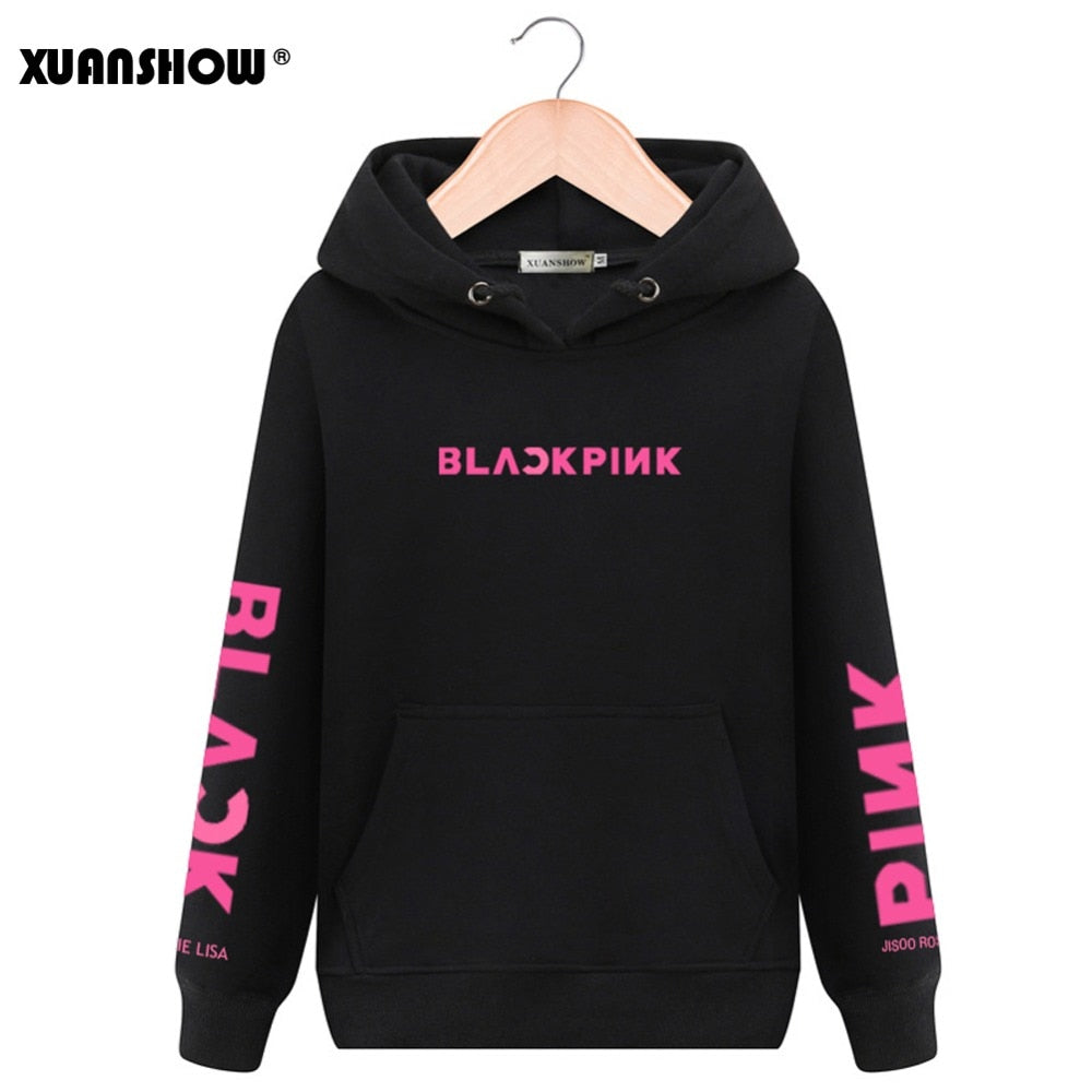 Unisex Fashion Hoodies Swirtshirts Blackpink Long Sleeve Hat Clothes Pullovers Sweatshirts